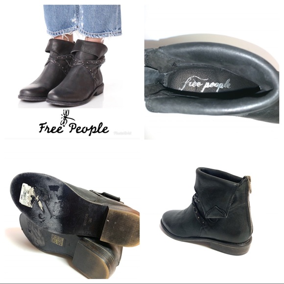 ✌🏻Free People Alamosa Black Leather Ankle Booties - Picture 8 of 13